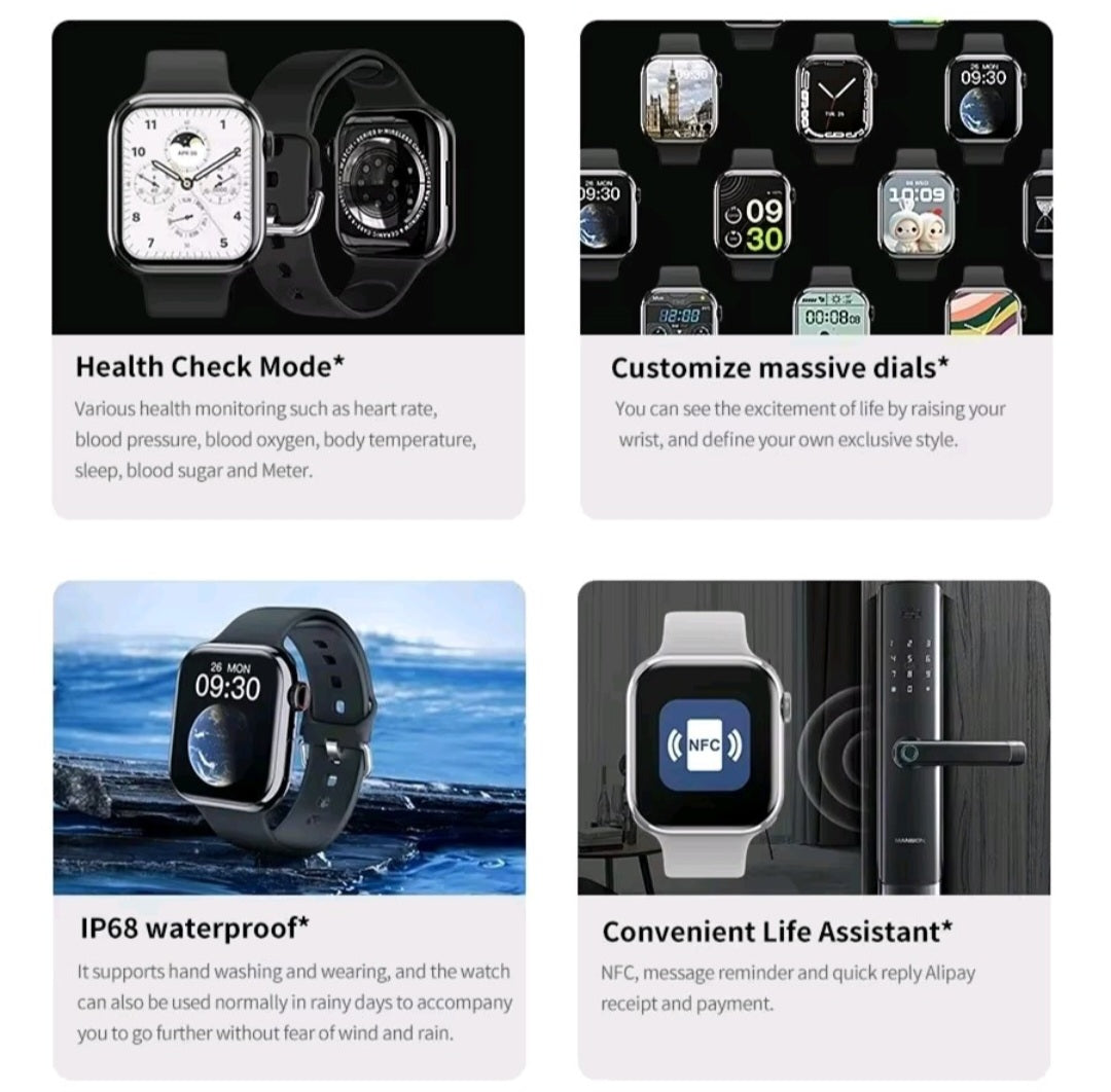 Smartwatch 1.9" HD Impermeabile IP68 | Chiamate Bluetooth, Ricarica Wireless e Batteria 7 Giorni